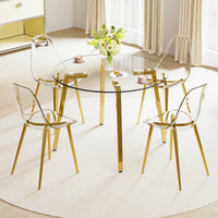 Elegant Modern Circular Glass Dining Table with Gold Legs USA