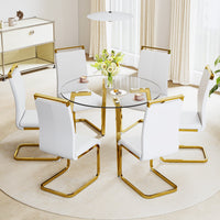 Elegant Modern Circular Glass Dining Table with Gold Legs USA