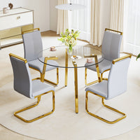 Elegant Modern Circular Glass Dining Table with Gold Legs USA