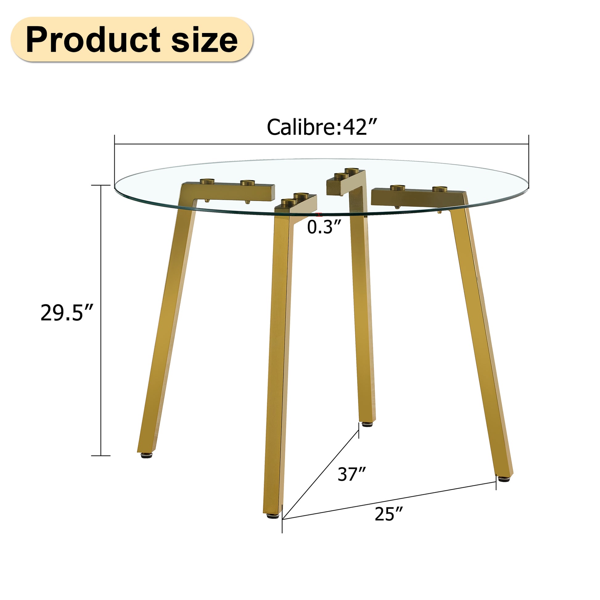 Elegant Modern Circular Glass Dining Table with Gold Legs USA