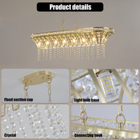 Elegant Modern Crystal Rectangular Chandelier with Gold Accents USA