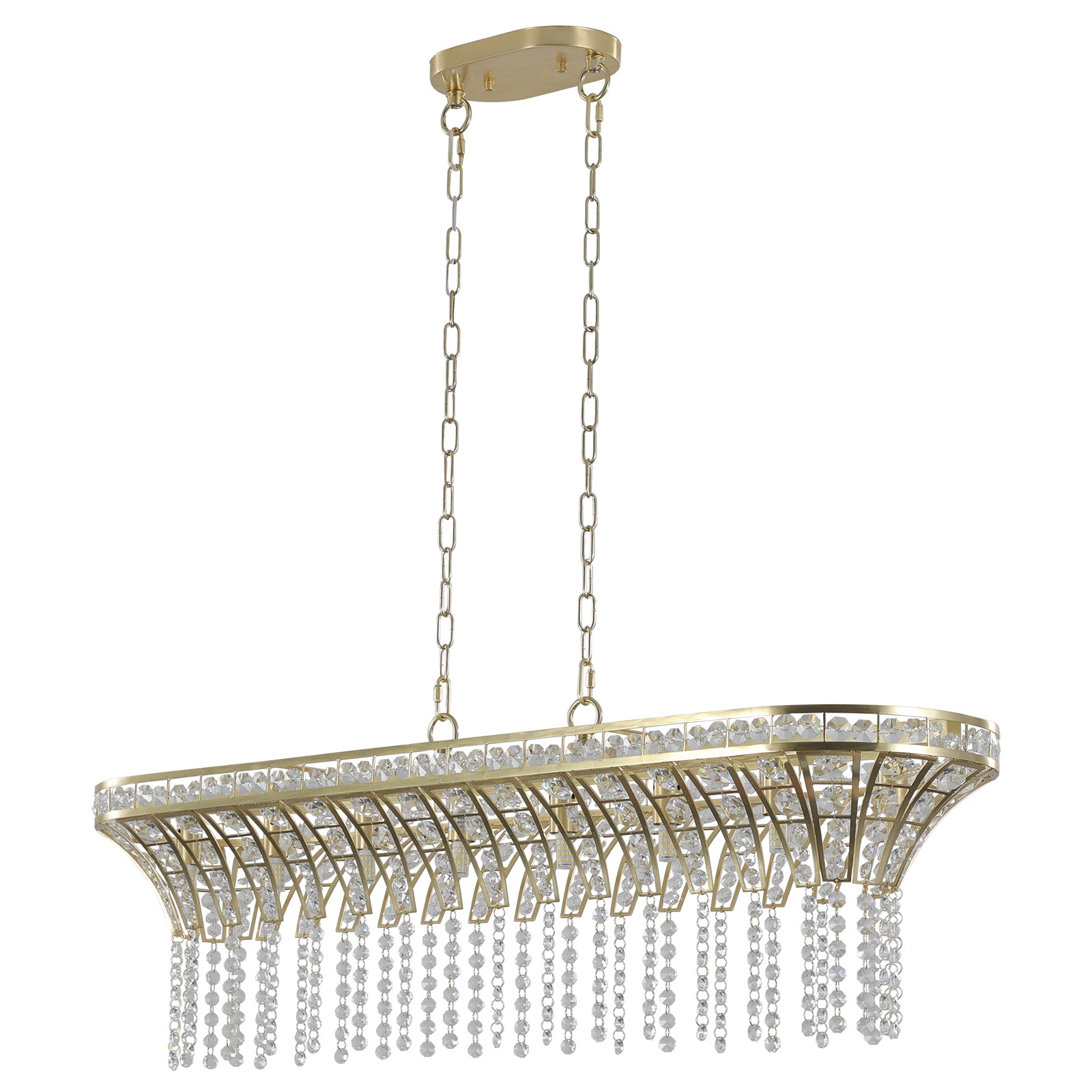 Elegant Modern Crystal Rectangular Chandelier with Gold Accents USA