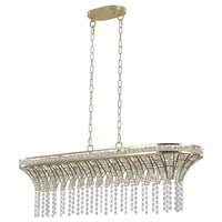 Elegant Modern Crystal Rectangular Chandelier with Gold Accents USA