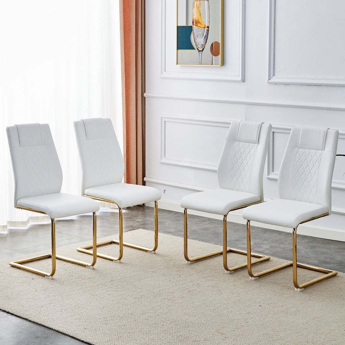 Elegant Modern Dining Chairs With Cushioned Seats - Set of 4 USA