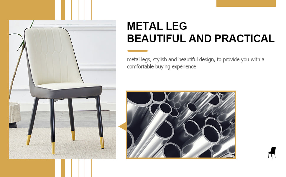 Elegant Modern Dining Chairs with Grey Upholstery and Black Metal Legs USA