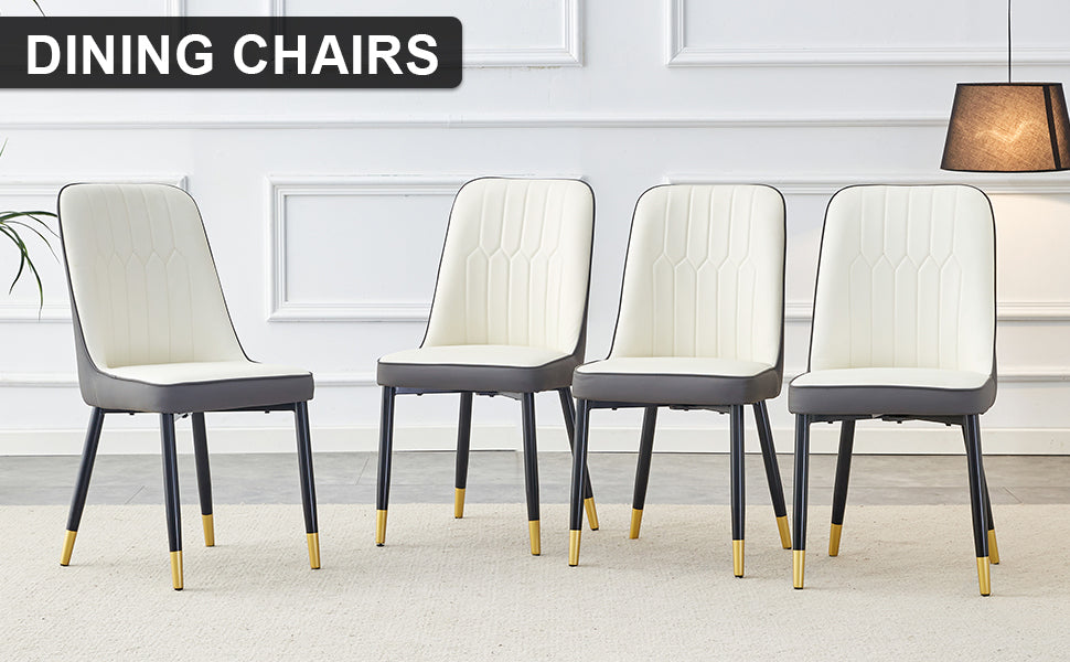 Elegant Modern Dining Chairs with Grey Upholstery and Black Metal Legs USA