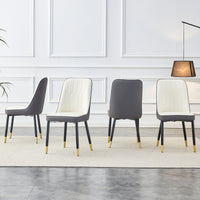 Elegant Modern Dining Chairs with Grey Upholstery and Black Metal Legs USA