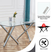 Elegant Modern Glass and Chrome Dining Table for 6-8 USA