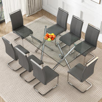 Elegant Modern Glass and Chrome Dining Table for 6-8 USA