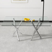 Elegant Modern Glass and Chrome Dining Table for 6-8 USA