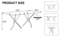 Elegant Modern Glass and Chrome Dining Table for 6-8 USA