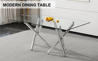 Elegant Modern Glass and Chrome Dining Table for 6-8 USA