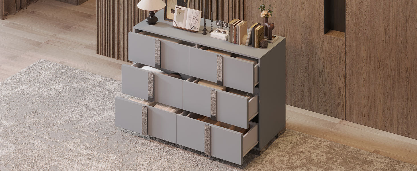 Elegant Modern Mirrored Storage Cabinet with 6 Drawers USA