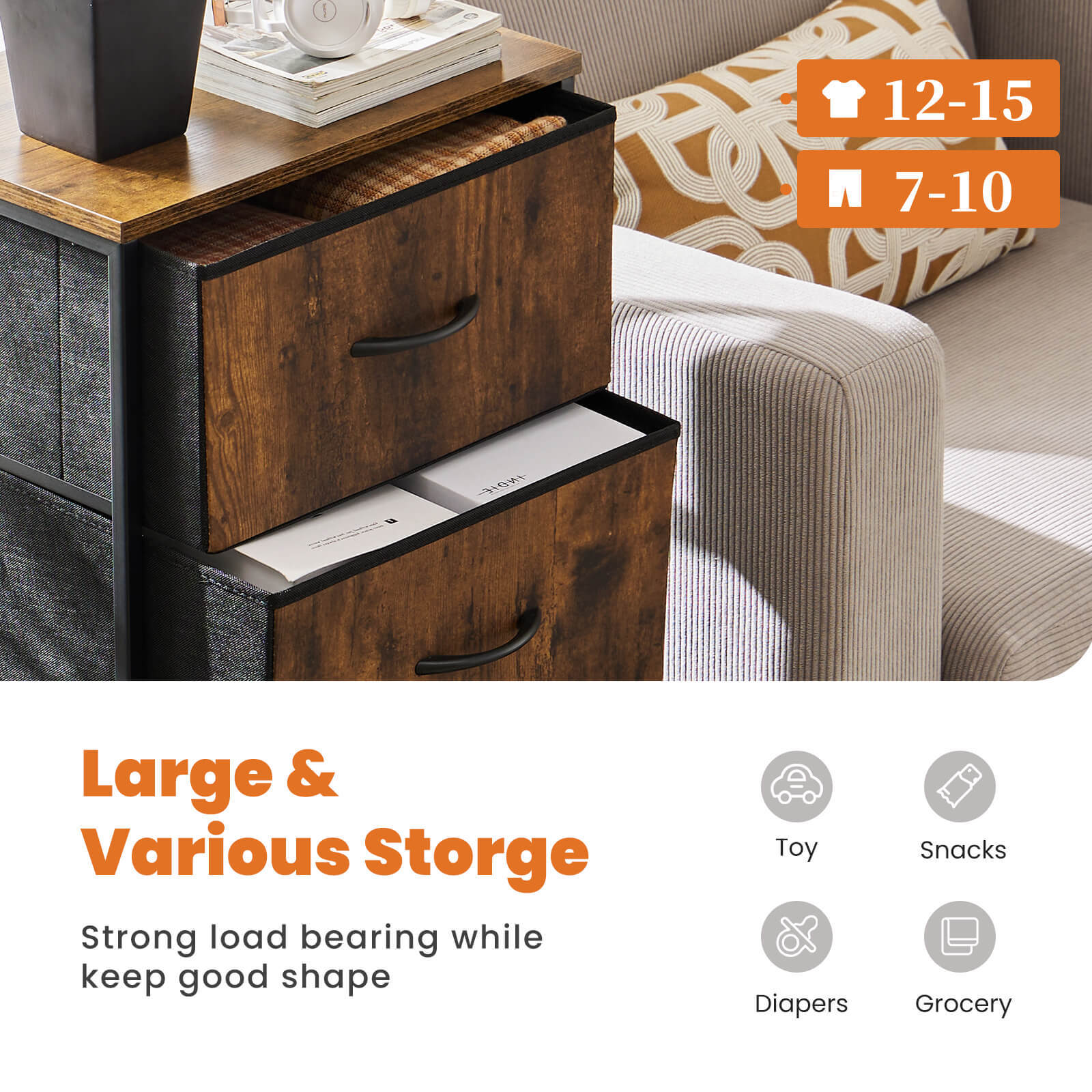 Elegant Modern Rustic Chest of Drawers - Stylish 4-Drawer Storage Unit with Mixed Materials USA