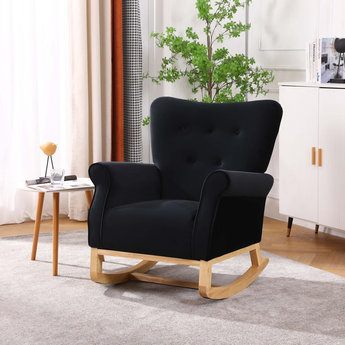 Elegant Modern Tufted Accent Chair with Wood Legs USA