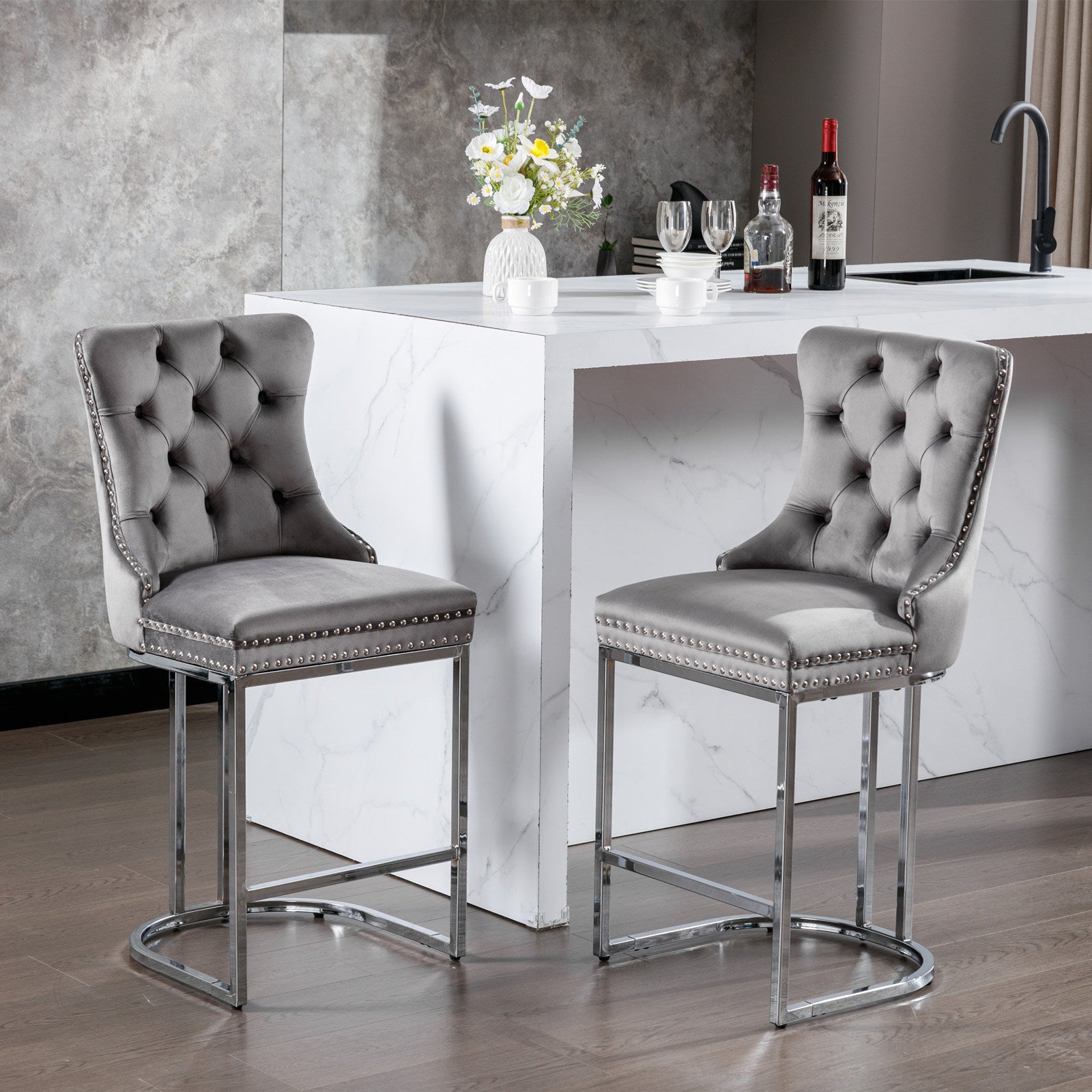 Elegant Modern Tufted Velvet Dining Chairs with Acrylic Legs USA