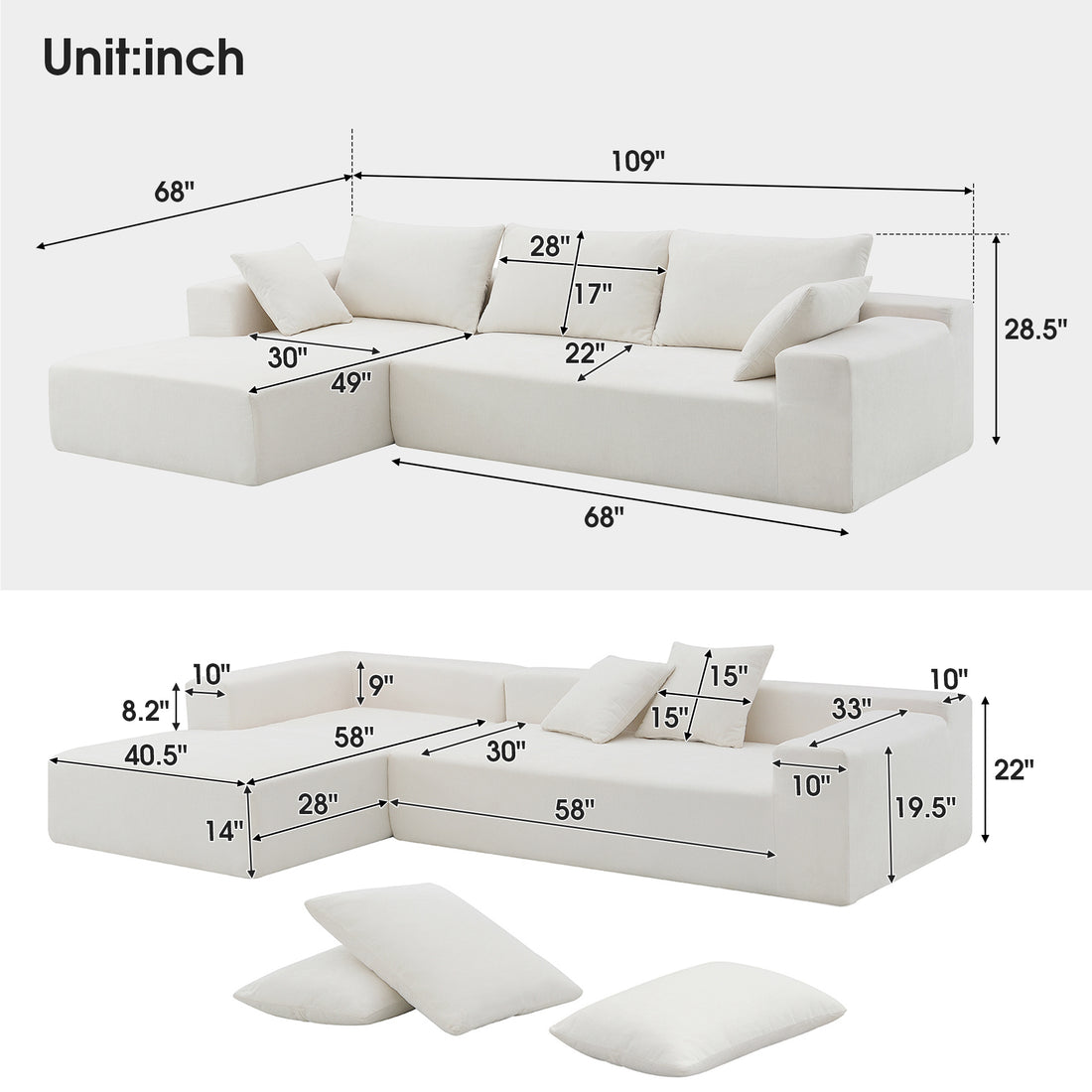 Elegant Modular Sectional Sofa Set for Modern Living Room USA