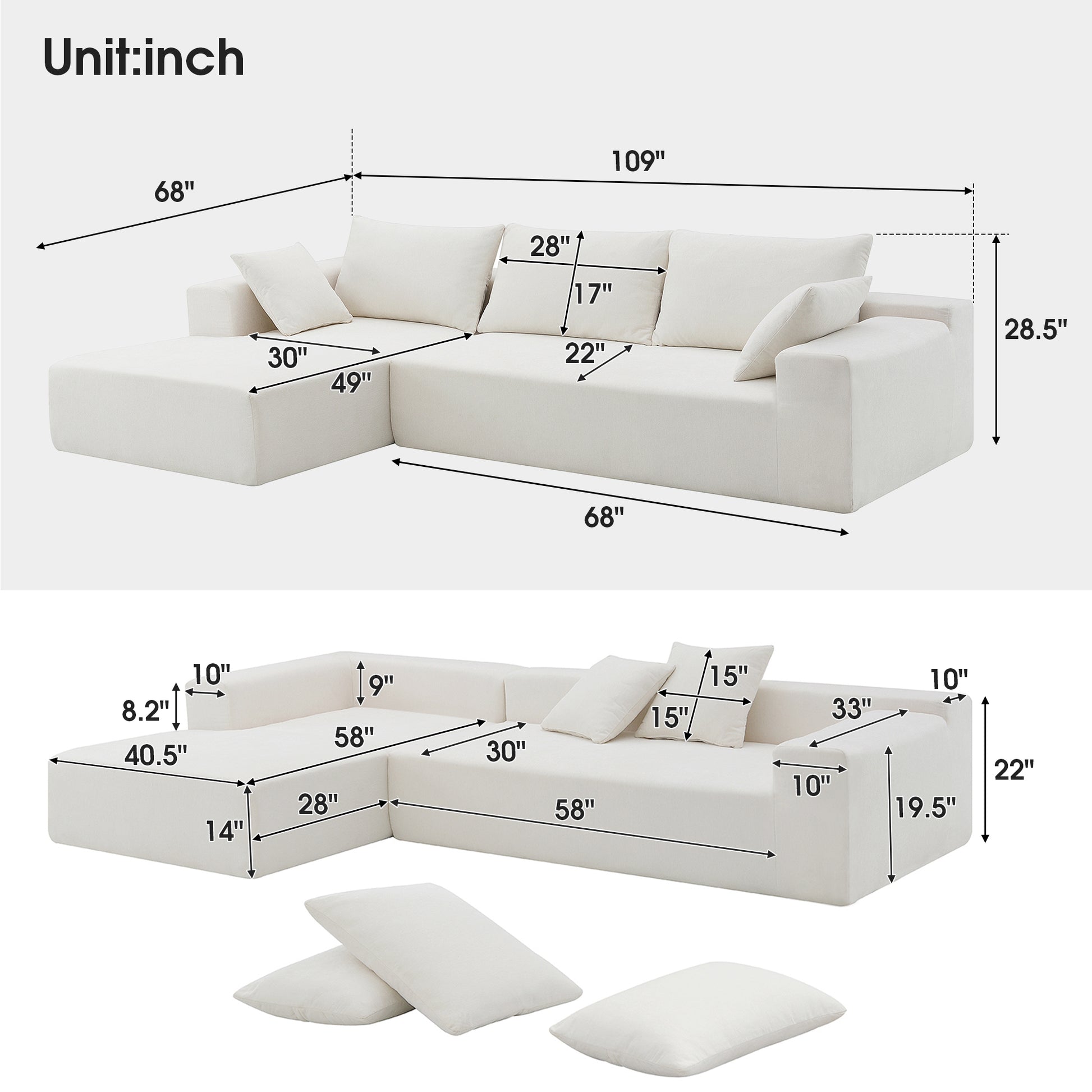 Elegant Modular Sectional Sofa Set for Modern Living Room USA