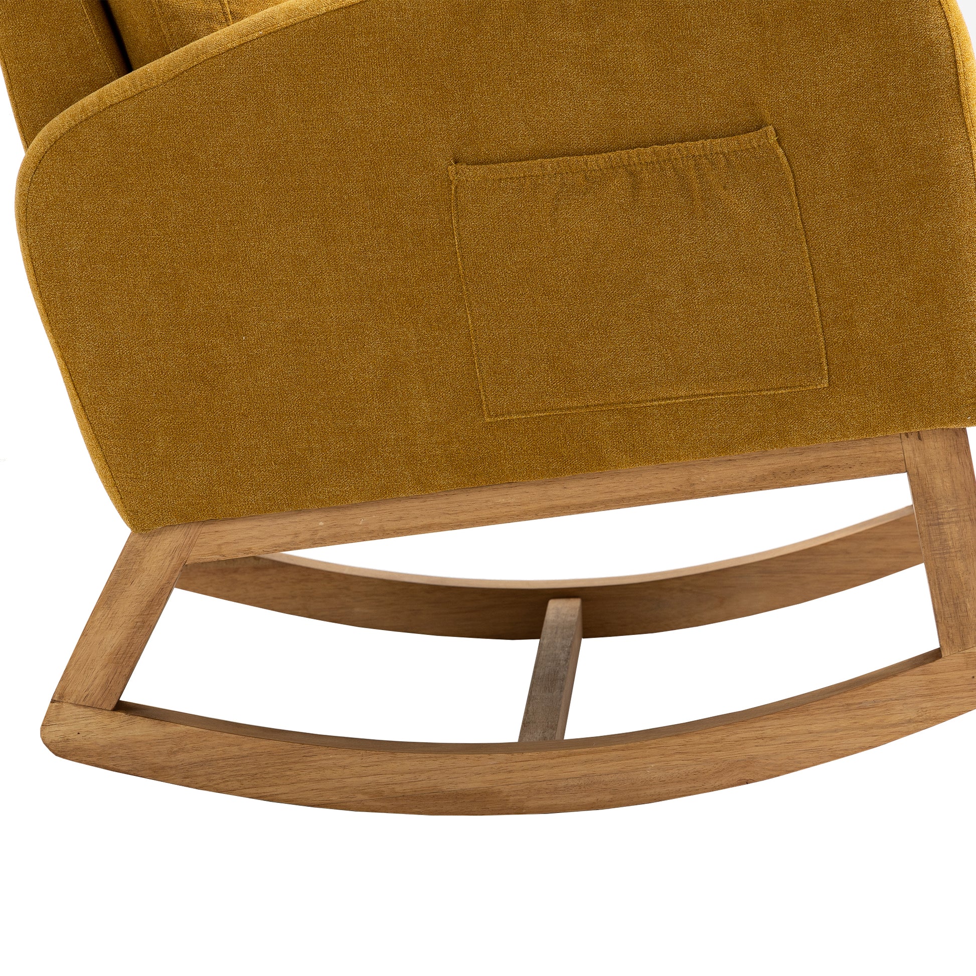 Elegant Mustard Yellow Rocking Chair with Wood Accents USA