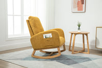 Elegant Mustard Yellow Rocking Chair with Wood Accents USA