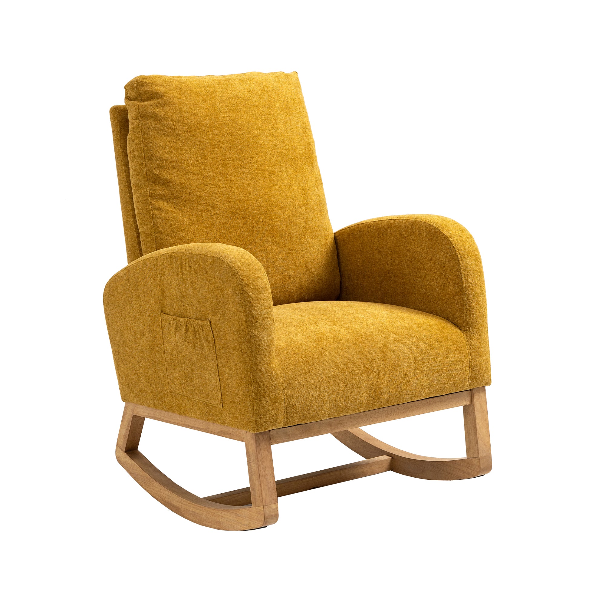 Elegant Mustard Yellow Rocking Chair with Wood Accents USA