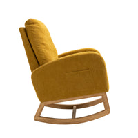 Elegant Mustard Yellow Rocking Chair with Wood Accents USA