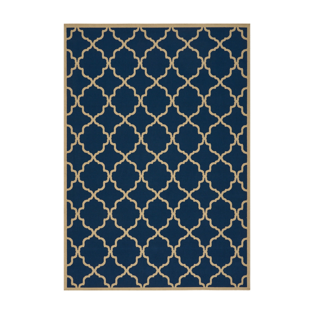 Elegant Navy Blue and Cream Moroccan Trellis IndoorOutdoor Area Rug - Perfect for Adding a Stylish Touch to Your Living Space USA