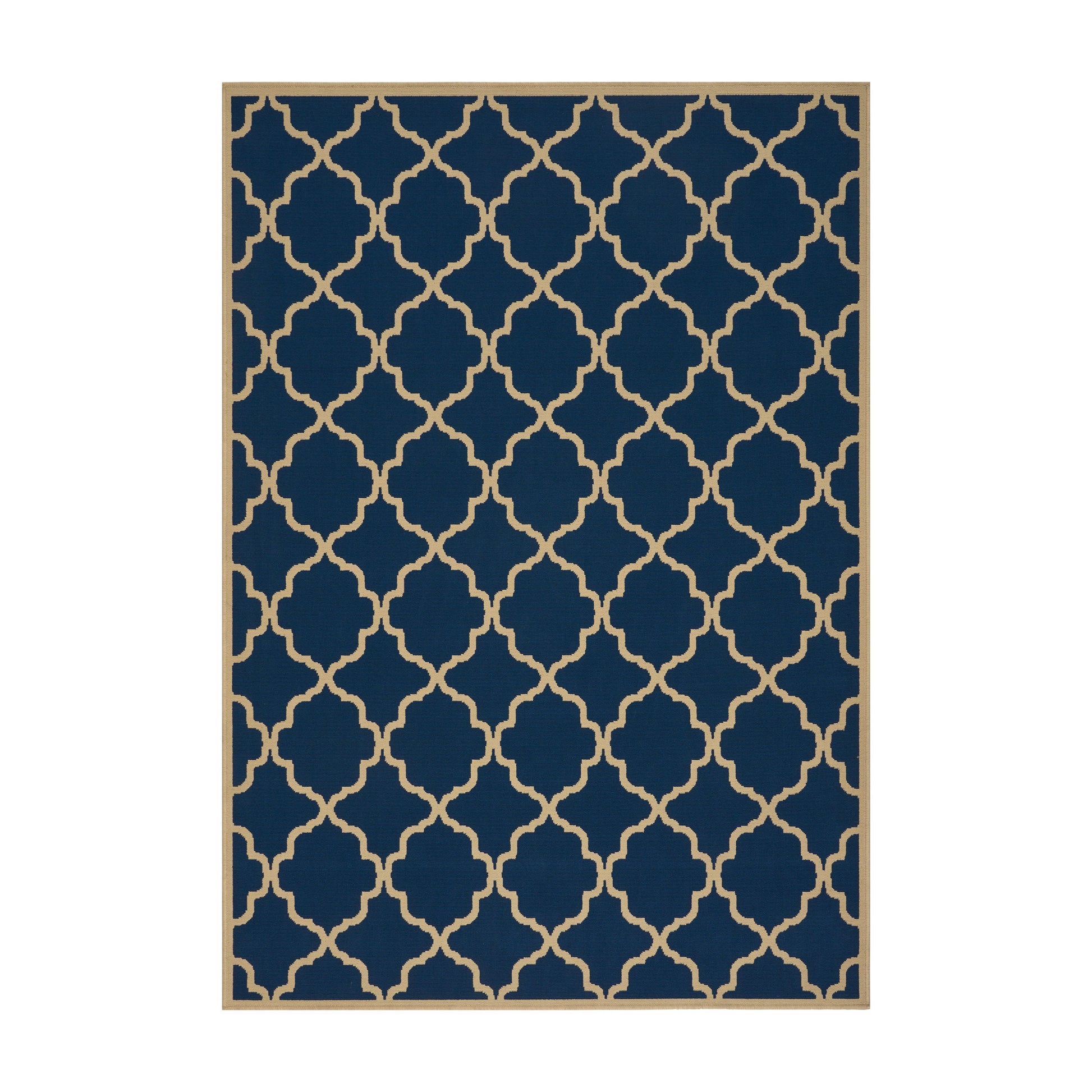 Elegant Navy Blue and Cream Moroccan Trellis IndoorOutdoor Area Rug - Perfect for Adding a Stylish Touch to Your Living Space USA