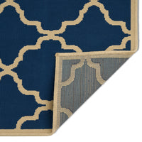 Elegant Navy Blue and Cream Moroccan Trellis IndoorOutdoor Area Rug - Perfect for Adding a Stylish Touch to Your Living Space USA