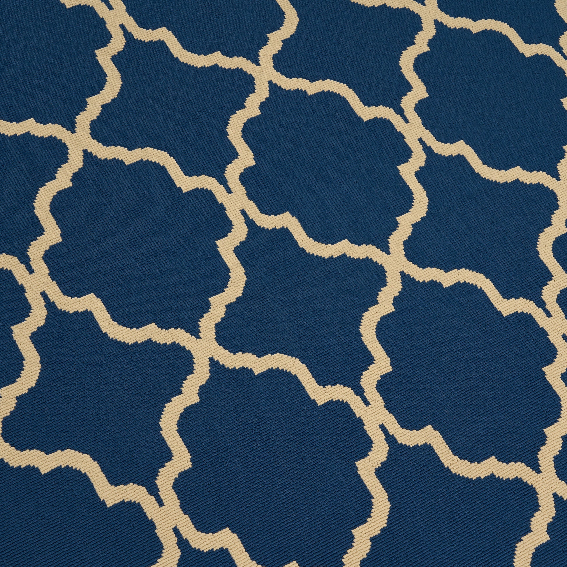 Elegant Navy Blue and Cream Moroccan Trellis IndoorOutdoor Area Rug - Perfect for Adding a Stylish Touch to Your Living Space USA