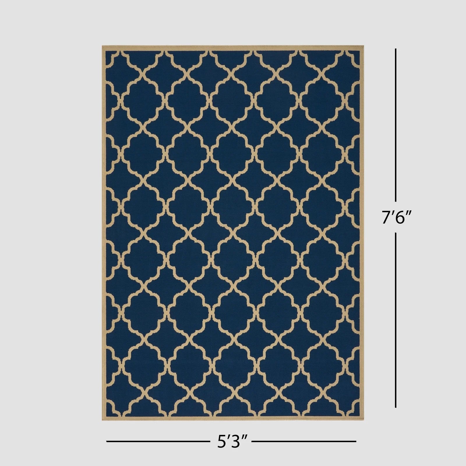 Elegant Navy Blue and Cream Moroccan Trellis IndoorOutdoor Area Rug - Perfect for Adding a Stylish Touch to Your Living Space USA