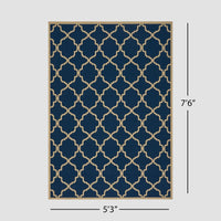 Elegant Navy Blue and Cream Moroccan Trellis IndoorOutdoor Area Rug - Perfect for Adding a Stylish Touch to Your Living Space USA