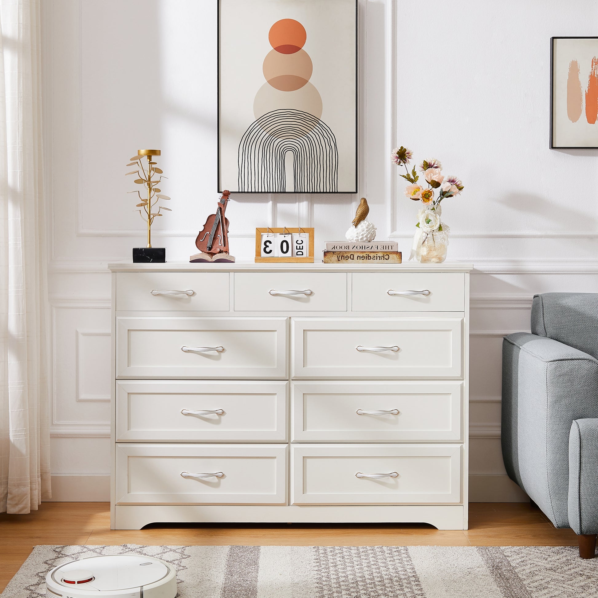 Elegant Nine-Drawer Dresser for Refined Bedroom Style USA