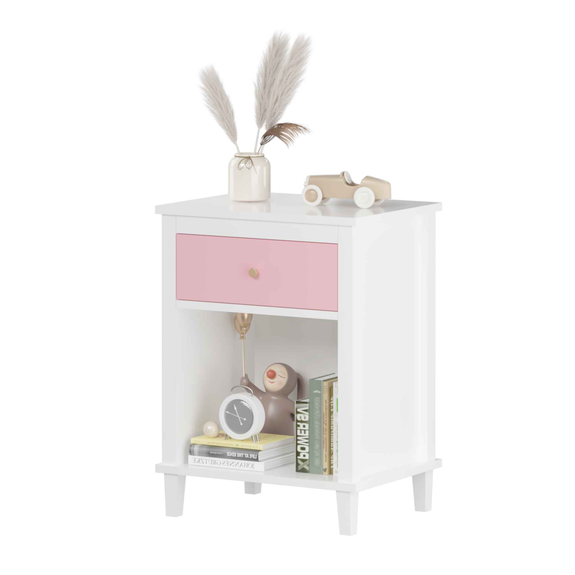 Elegant Nursery Nightstand with Drawer and Shelf for Infants and Toddlers