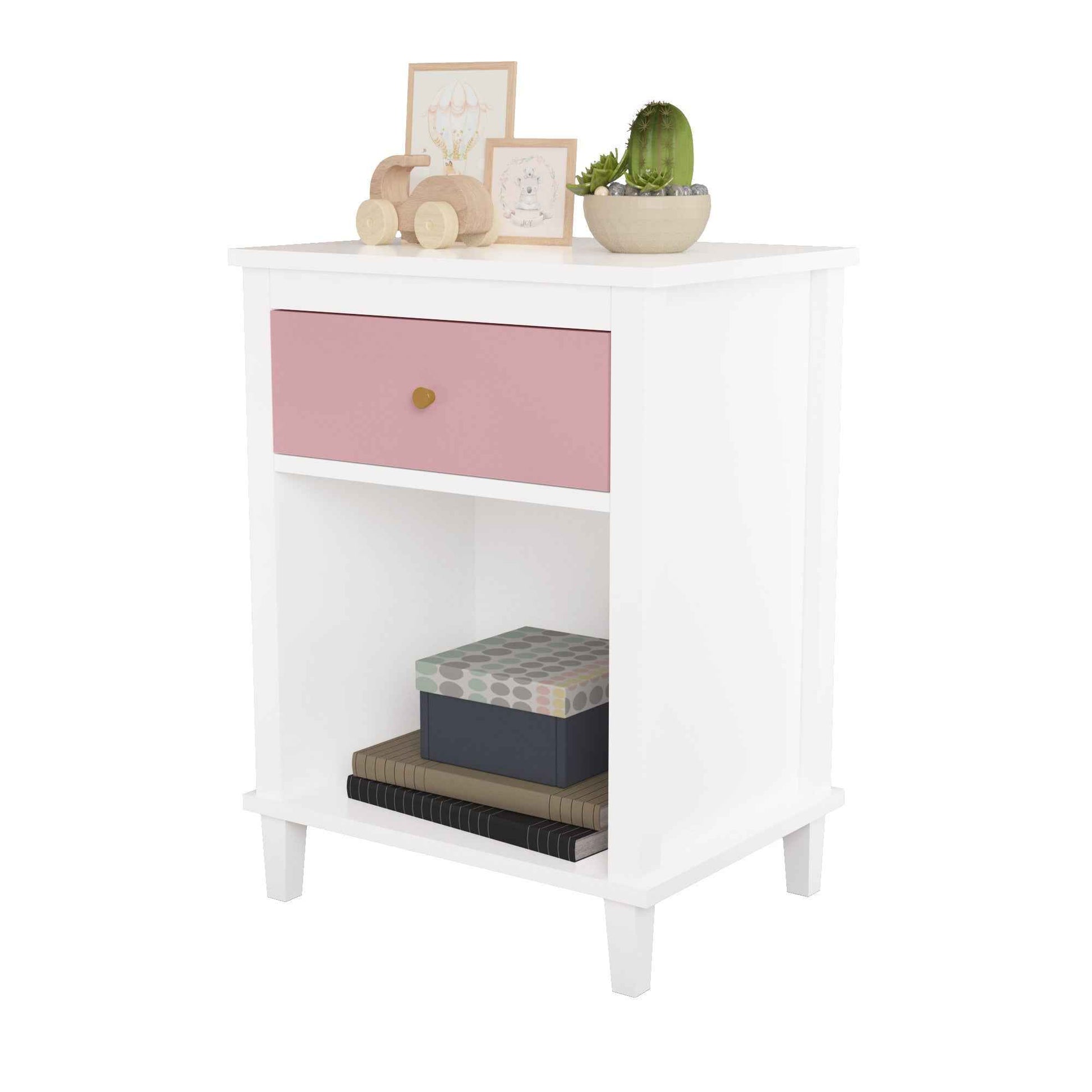 Elegant Nursery Nightstand with Drawer and Shelf for Infants and Toddlers