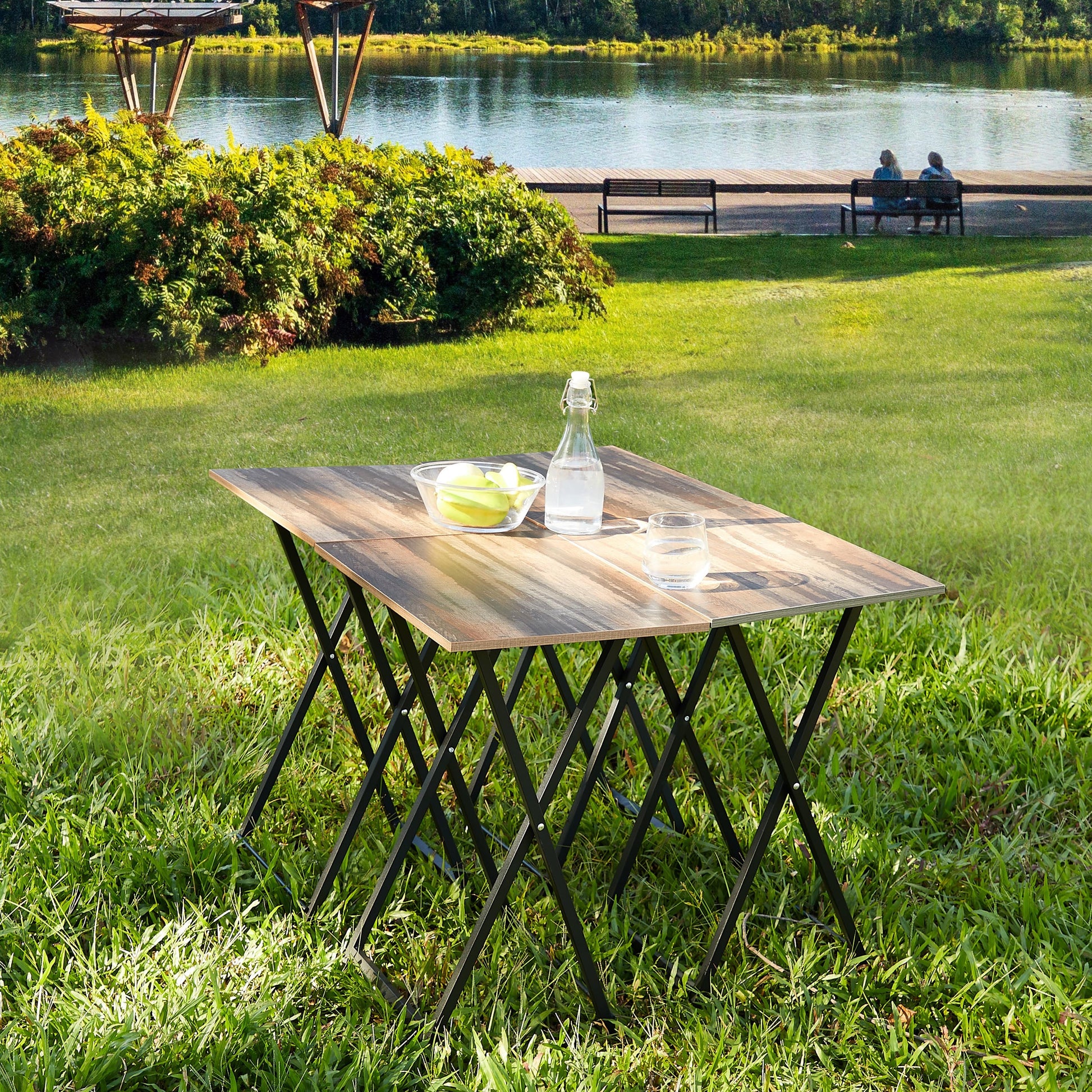 Elegant Outdoor Marble Bistro Table with Steel Frame USA