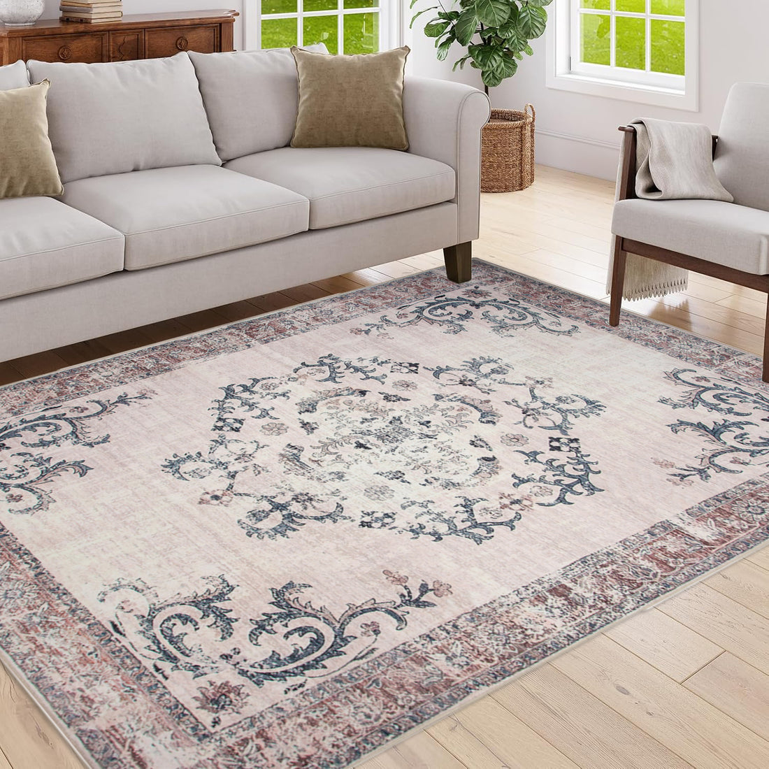 Elegant Persian-Inspired Living Room Area Rug by Furnistra USA