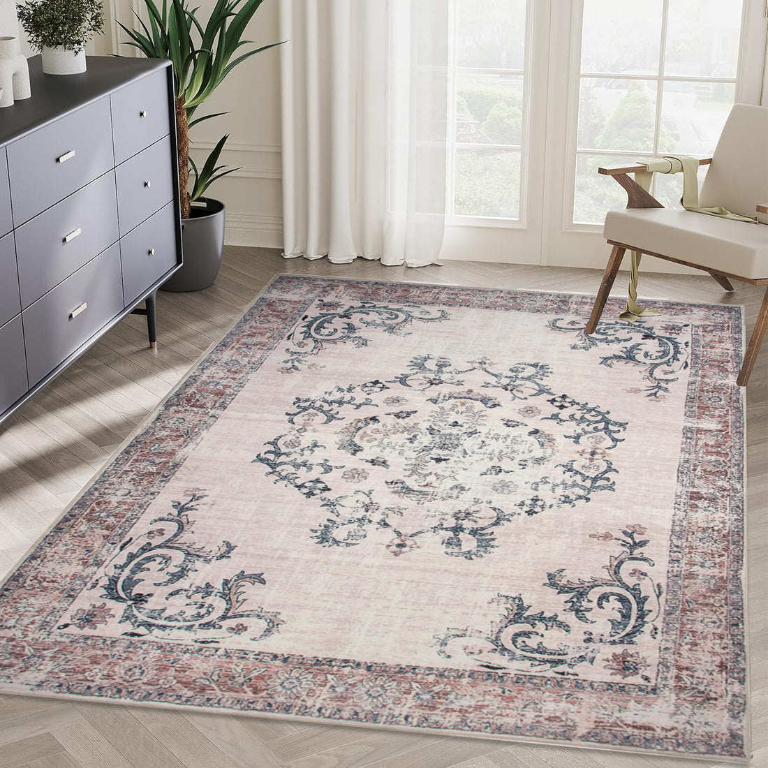 Elegant Persian-Inspired Living Room Area Rug by Furnistra USA