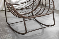 Elegant Rattan Rocker with Plush Cushion - Stylish Outdoor Lounge Chair