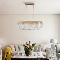 Elegant Rectangular Crystal Chandelier with Adjustable Lighting USA