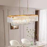 Elegant Rectangular Crystal Chandelier with Adjustable Lighting USA