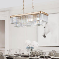 Elegant Rectangular Crystal Chandelier with Adjustable Lighting USA