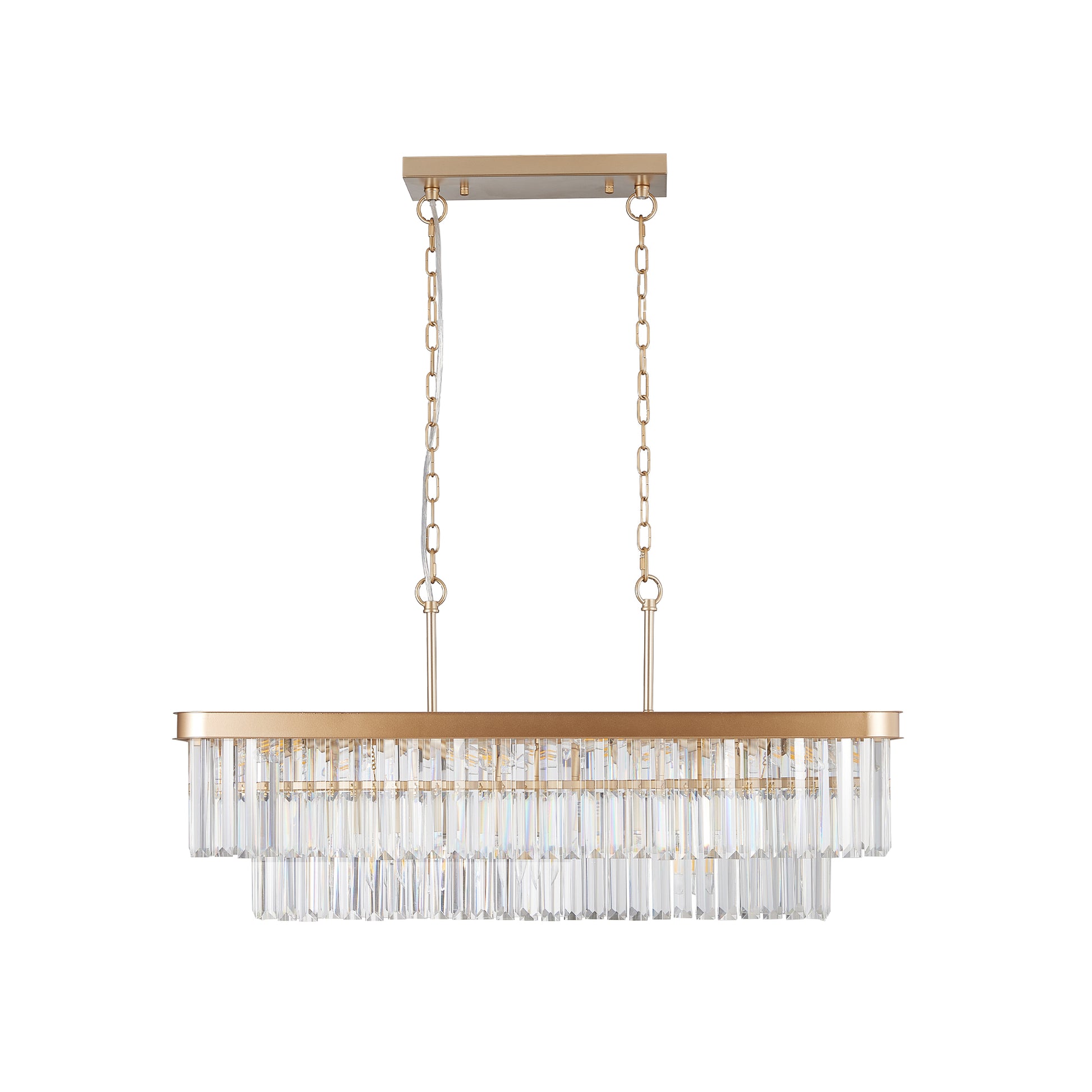 Elegant Rectangular Crystal Chandelier with Adjustable Lighting USA