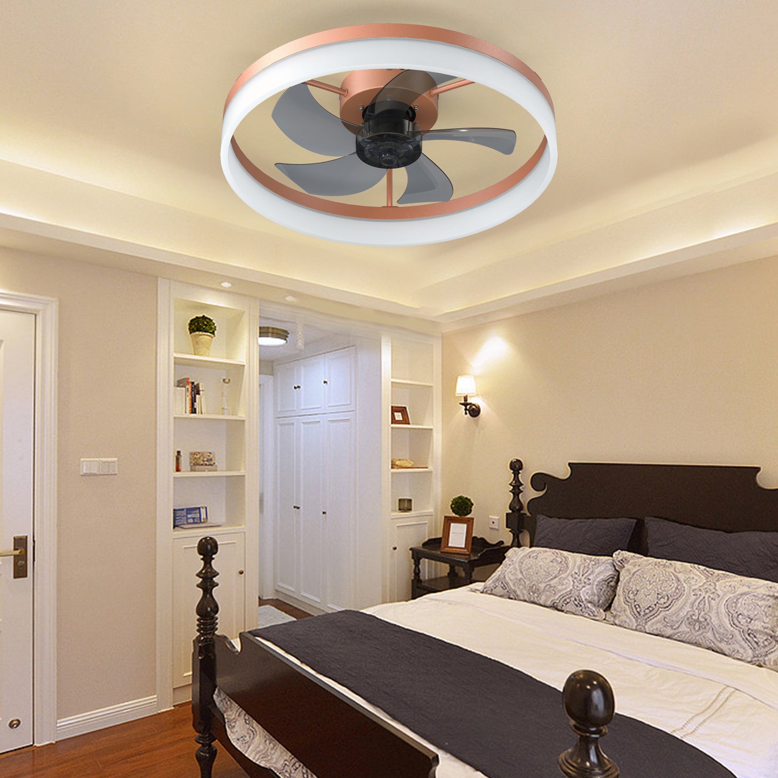 Elegant Rose Gold Ceiling Fan with Dimmable LED Lights USA