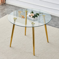 Elegant Round Glass Top Accent Table with Gold Finished Metal Legs USA