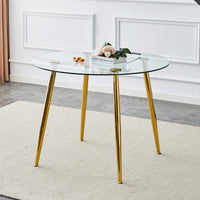 Elegant Round Glass Top Accent Table with Gold Finished Metal Legs USA