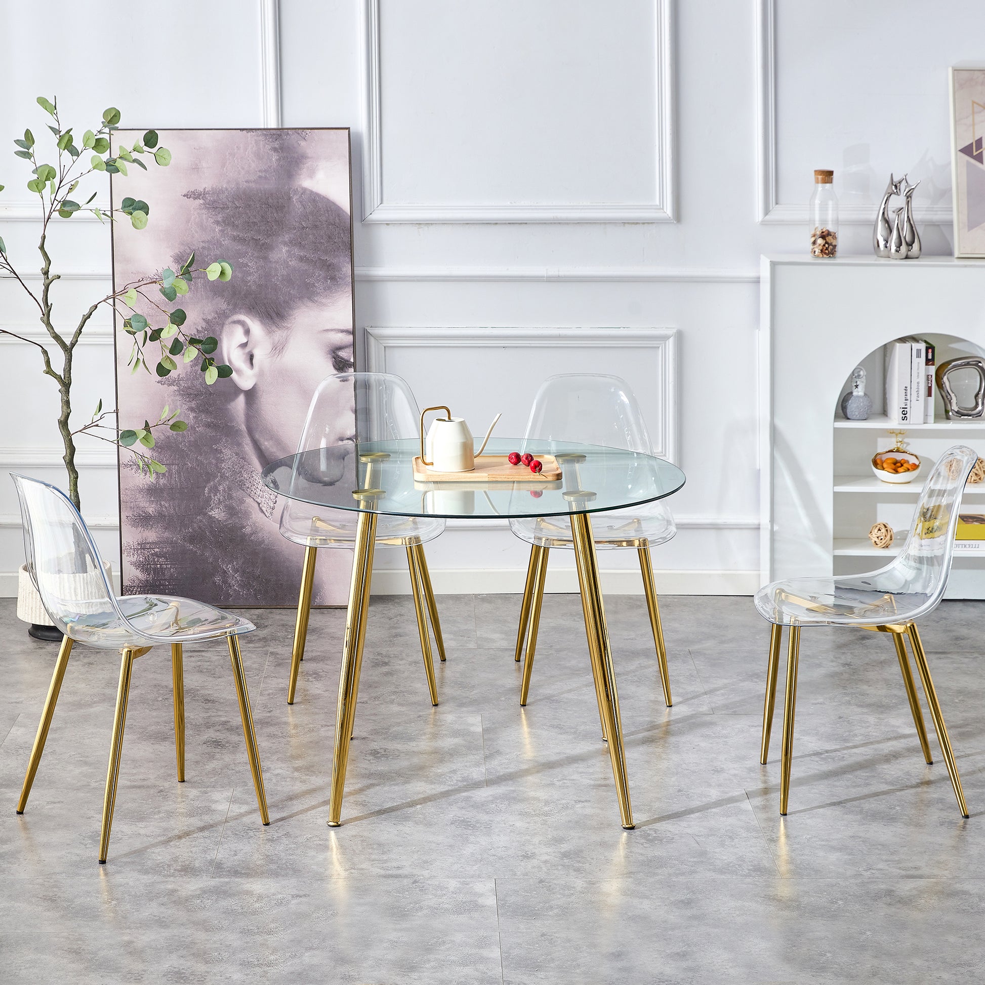 Elegant Round Glass Top Accent Table with Gold Finished Metal Legs USA