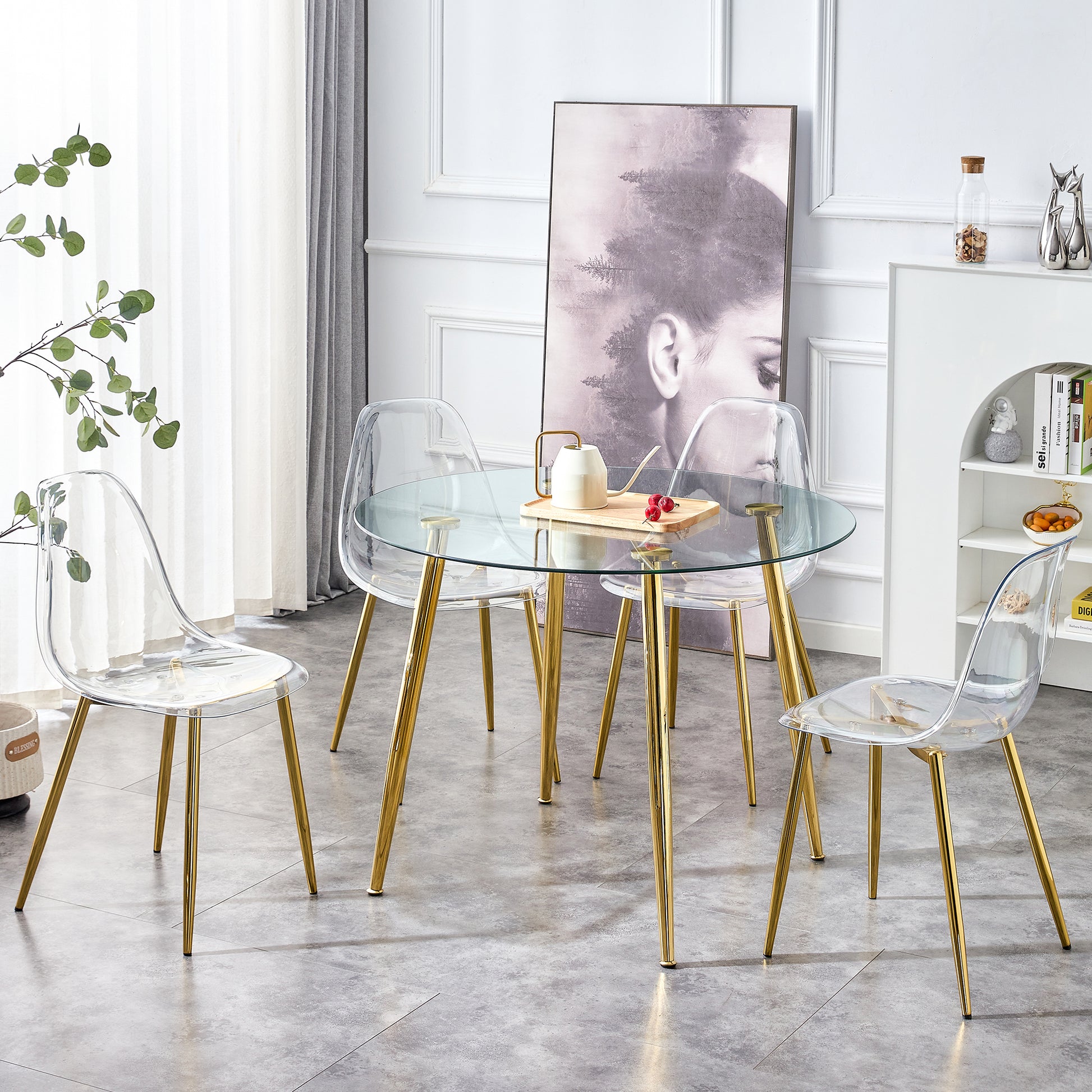 Elegant Round Glass Top Accent Table with Gold Finished Metal Legs USA