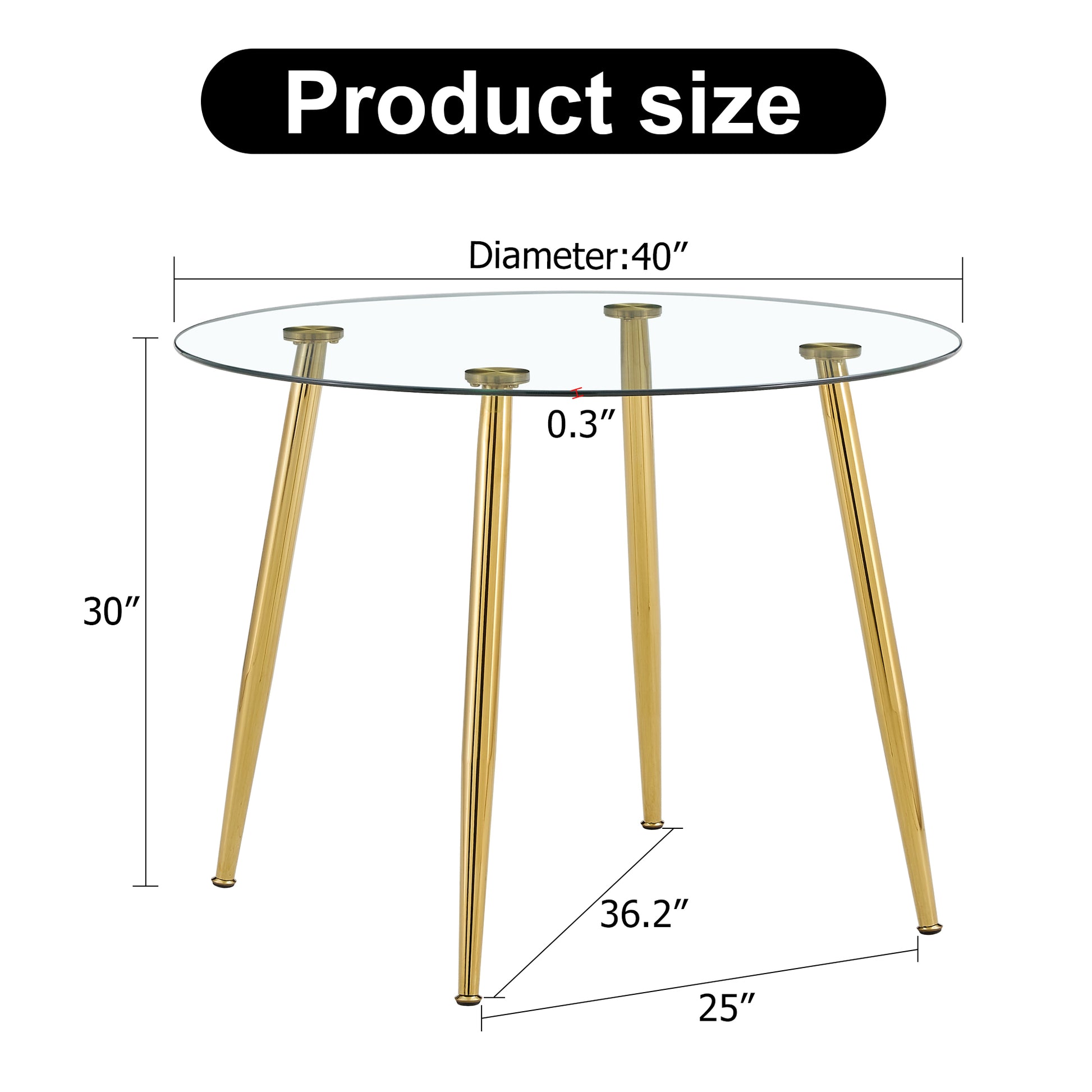 Elegant Round Glass Top Accent Table with Gold Finished Metal Legs USA