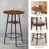 Elegant Rustic Brown Bar Stool Set with Shelf USA